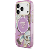 iPhone 17 Pro Pink Guess IML Metal Glitter Flowers Triangle MagSafe (GUHMP17LHFLPEDU) tok - 2. kép
