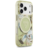 iPhone 17 Pro Guess - IML Metal Glitter Flowers Triangle MagSafe (GUHMP17LHFLPEDN) - Zöld tok - 1. kép