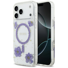 iPhone 17 Pro Max Guess Resin Flowers and Glitter MagSafe - Lila tok