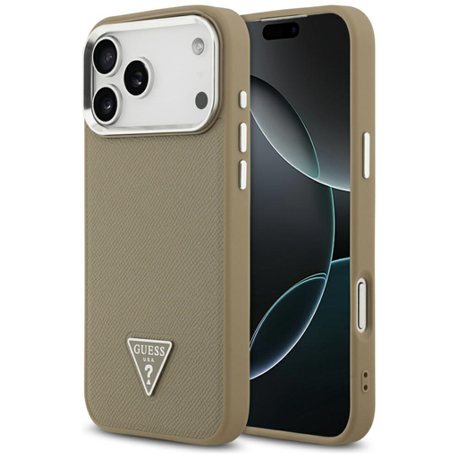 iPhone 17 Pro Guess - Grained Triangle Logo MagSafe (GUHMP17LPGTSPSW) - Barna tok iPhone 17 Pro Guess - Grained Triangle Logo MagSafe (GUHMP17LPGTSPSW) - Barna tok