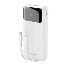 Dudao K15Pro Power Bank 20000mAh 22.5W PD USB-C / USB-A / Beépített Lightning és USB-C kábelek - Fehér