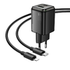 Fali töltő Hoco N52, 20W, 3A, 1 x USB-A - 1 x USB-C, Lightning kábel, fekete - 0. kép