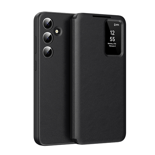 Samsung Galaxy A17 5G Techsuit - SmartView Series - Fekete tok Samsung Galaxy A17 5G Techsuit - SmartView Series - Fekete tok