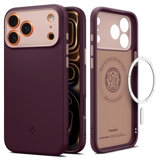 iPhone 17 Pro Spigen Nano Pop Mag Magsafe tok Burgundi bab iPhone 17 Pro Spigen Nano Pop Mag Magsafe tok Burgundi bab