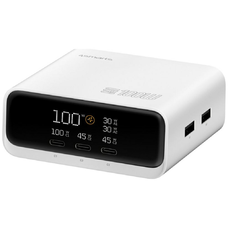 4smarts GaN képernyő 100W 3xUSB-C+2xUSB-A asztali töltő fehér