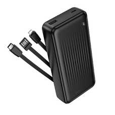 Borofone Power Bank 20000mAh BJ79A Clever - USB - Type C és Lightning kábelekkel fekete