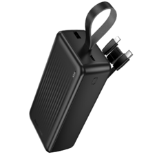 Borofone Power Bank 30000mAh BJ79B Clever - USB - Type C és Lightning kábelekkel fekete