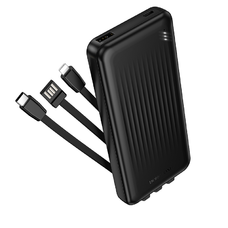 Borofone Power Bank 10000mAh BJ79 Clever - USB - Type C és Lightning kábelekkel fekete