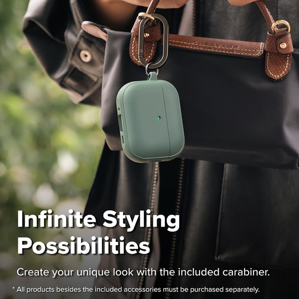 Apple AirPods Pro 3 Ringke Onyx Mágneses Védőtok, Csúszásmentes textúra, Karabiner lyuk - Zsálya zöld tok - 7