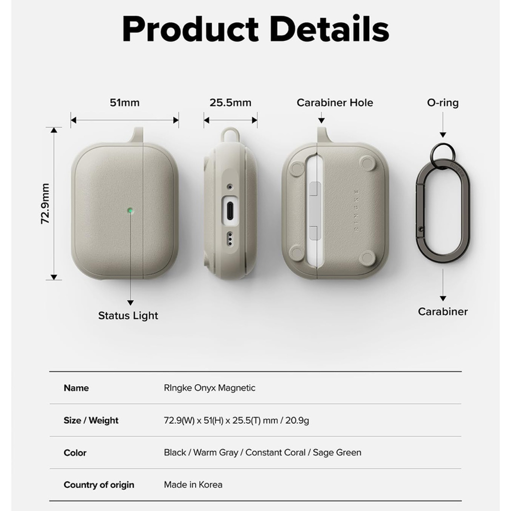 Apple AirPods Pro 3 Meleg Szürke Ringke Onyx Mágneses Védőtok, Csúszásmentes Textúrával, Karabiner Lyukkal tok - 8