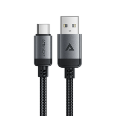 Acefast USB Type-C Adatkábel C20-04, 3A, Gyors Töltés, Hajlításálló, Nylon Fonat, 1,2m - Fekete