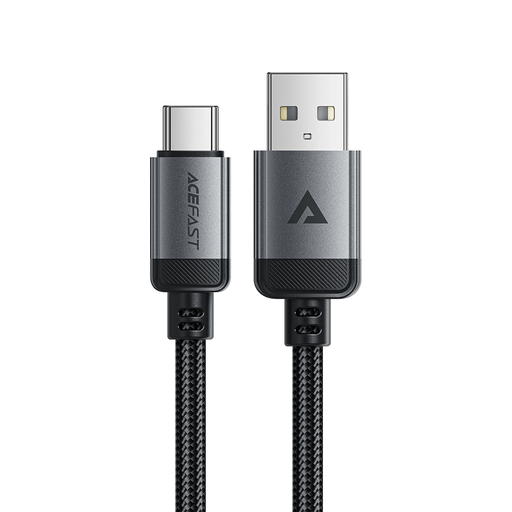 Acefast USB Type-C Adatkábel C20-04, 3A, Gyors Töltés, Hajlításálló, Nylon Fonat, 1,2m - Fekete