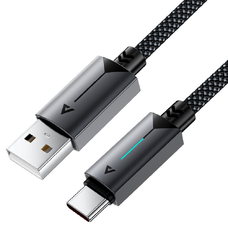Acefast USB Type-C adatkábel (C19-04), gyors töltés, 3A, hajlítás-álló, nejlonszövés, 1,2 m - fekete