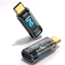Adapter USB-C Techsuit - DataBoost (A23), LED Digital Display, 40Gbps, 8K@60Hz, PD240W - Szürke