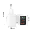  Fali Töltő Techsuit LEDChargX (CH3) - Type-C, USB, GaN Technology, Gyors Töltés, LED Kijelző, PD35W - Fekete - 4. kép