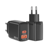  Wall Charger Techsuit Duonix20W (CH2) - Type-C, USB, Dual Travel Charger 20W - Fekete - 1. kép