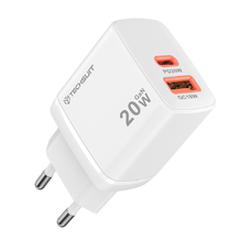  Techsuit - Duonix20W (CH2) Fali töltő - Type-C, USB, Kettős Utazó Töltő 20W - Fehér