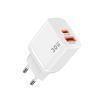  Duonix30W (CH1) Fehér Techsuit fali töltő - Type-C, USB, dupla utazó töltő 30W - 0. kép