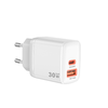  Duonix30W (CH1) Fehér Techsuit fali töltő - Type-C, USB, dupla utazó töltő 30W - 1. kép