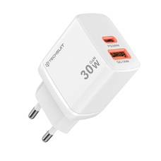  Duonix30W (CH1) Fehér Techsuit fali töltő - Type-C, USB, dupla utazó töltő 30W