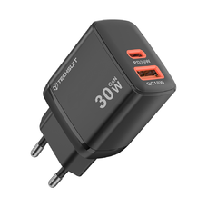  Wall Charger Techsuit Duonix30W (CH1) - Type-C, USB, Kettős utazó töltő 30W - Fekete