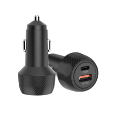  Car Charger Techsuit CarbonVolt (C7) – Gyors töltés 48W, USB, Type-C, QC3.0 18W, PD30W – Fekete