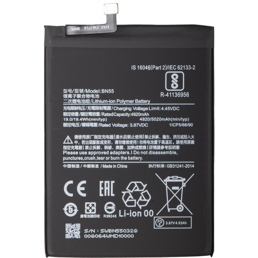 BN55 akkumulátor Xiaomi Redmi Note 9S-hez, utángyártott