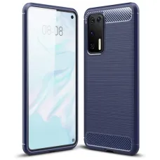 TPU puzdro s uhlíkovým vzorom pre Huawei P40 modré TPU puzdro s uhlíkovým vzorom pre Huawei P40 modré