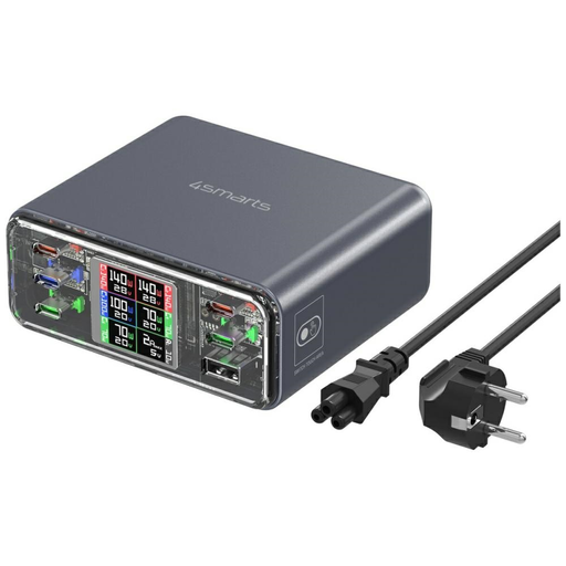 Töltőállomás 4smarts Asztali Töltő Lucid GaN DIY 360W 5xUSB-C 1xUSB-A szürke