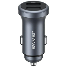 USAMS CC320 Aluminium 2.4A 2xUSB-A autós töltő szürke