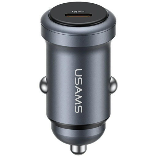 USAMS CC321 autós töltő alumínium 30W PD USB-C szürkeség