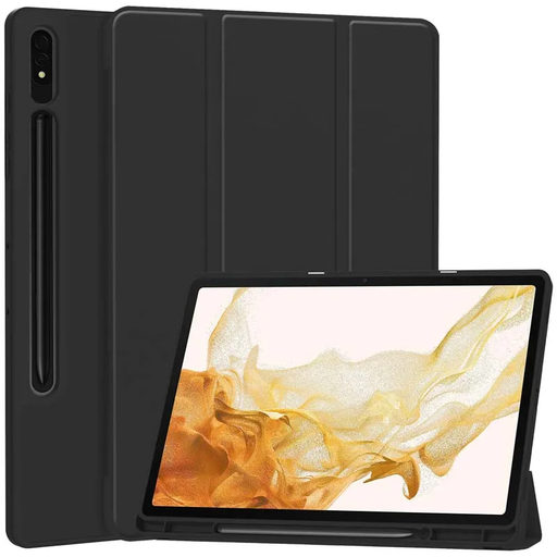 Samsung Galaxy Tab S7 Plus / S8 Plus Techsuit - Flex Trifold (Pencil Holder-rel) - Fekete tok Samsung Galaxy Tab S7 Plus / S8 Plus Techsuit - Flex Trifold (Pencil Holder-rel) - Fekete tok
