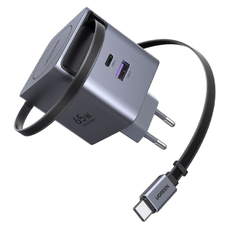 Hálózati töltő UGREEN X615, 65W, 3A, 1 x USB-A - 1 x USB-C, USB-C kábellel, Szürke