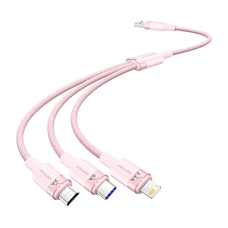 3 az 1-ben USB 2.0 A férfi - 6A kábel Vention CTRPG 1,5M (rózsaszín)