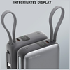 4smarts Pocket Dual Cord powerbank 10000mAh 22.5W beépített USB-C kábel 15 cm szürke - 1. kép