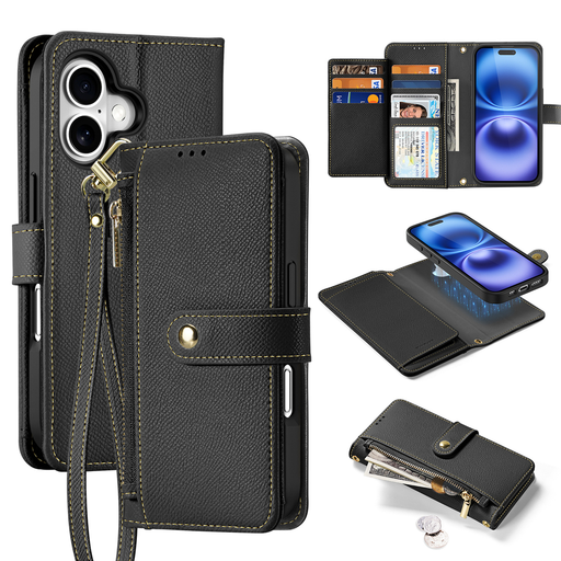 Dux Ducis Lawa bőr iPhone 16 tok - Fekete tok Dux Ducis Lawa bőr iPhone 16 tok - Fekete tok