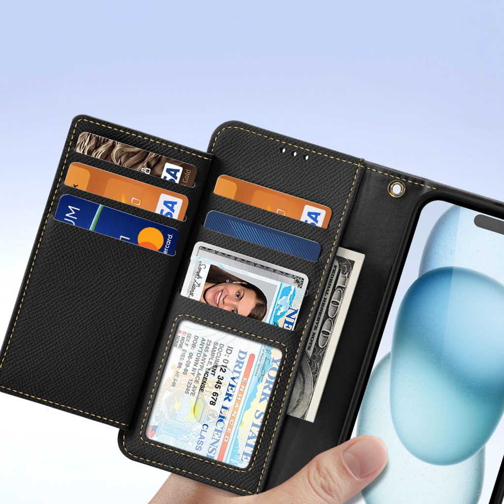 Dux Ducis Lawa bőr iPhone 15 tok - Fekete tok - 7