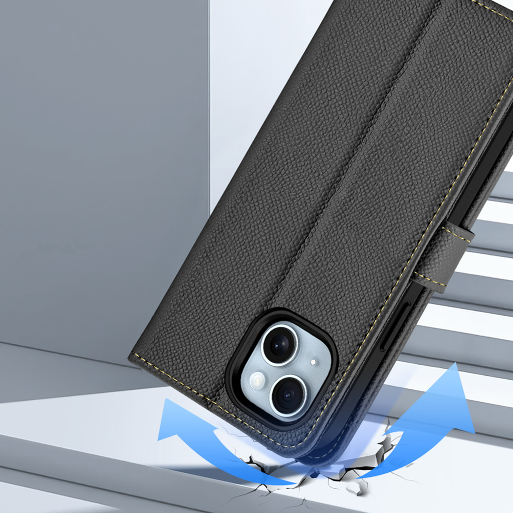 Dux Ducis Lawa bőr iPhone 15 tok - Fekete tok - 10