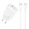 JELLICO fali töltő C107 GaN PD 45W 1xUSB-C + 1xUSB QC3.0 + kábel USB-C - USB-C Fehér - 0. kép