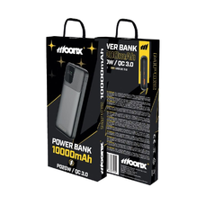 MOONX power bank MP02 PD 20W 1xUSB-C + 1xUSB QC3.0 22.5W 10000mAh fekete