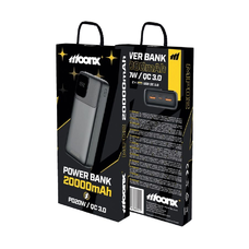 MOONX power bank MP02 PD 20W 1xUSB-C + 2xUSB QC3.0 22.5W 20000mAh fekete