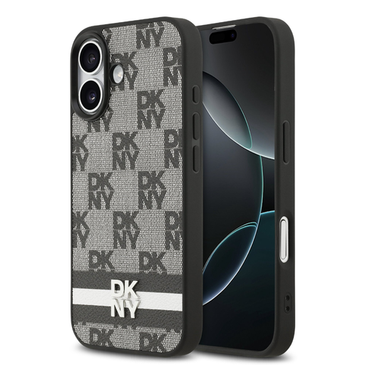 DKNY PU Bőr Kockás Mintázat és Csíkos iPhone 17 tok DKNY PU Bőr Kockás Mintázat és Csíkos iPhone 17 tok