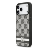 DKNY PU bőr kockás minta és csíkos tok iPhone 17 Pro Max fekete tok - 0. kép