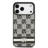 DKNY PU bőr kockás minta és csíkos tok iPhone 17 Pro Max fekete tok - 1. kép