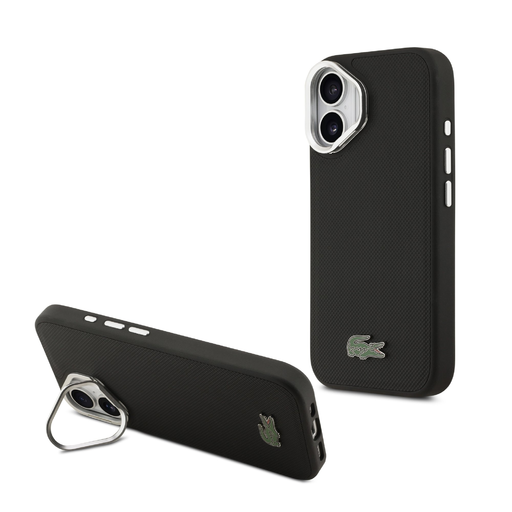 Lacoste Iconic Petit Pique Camera Stand MagSafe tok iPhone 17 fekete tok Lacoste Iconic Petit Pique Camera Stand MagSafe tok iPhone 17 fekete tok