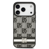DKNY PU Bőr Kockás Mintás és Csíkos Tok iPhone 17 Pro Fekete tok - 1. kép