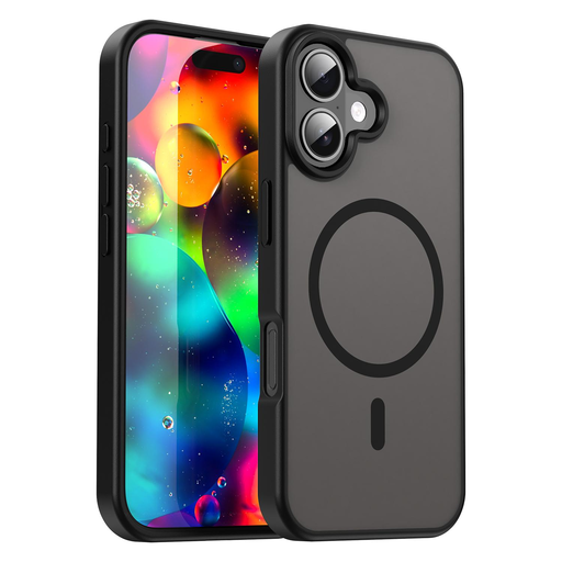 iPhone 17 Fanying Series áttetsző fekete MagSafe hibrid (TPU + PC) matt tok Alphajack iPhone 17 Fanying Series áttetsző fekete MagSafe hibrid (TPU + PC) matt tok Alphajack