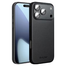 iPhone 17 Pro Max fekete bőrtok MagSafe kompatibilitással Alphajack QTech Series