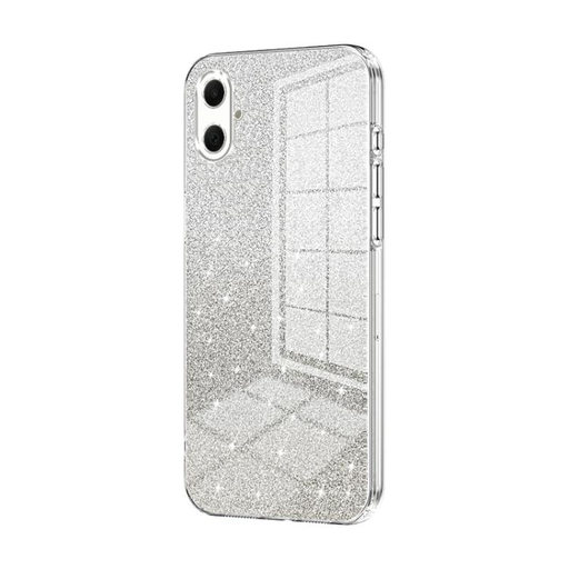 Samsung Galaxy A07 ezüst-fekete színátmentes csillámos tok Alphajack Samsung Galaxy A07 ezüst-fekete színátmentes csillámos tok Alphajack