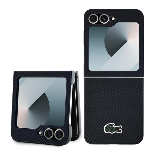 Lacoste Iconic Petit Pique Woven Logo MagSafe fliptok Samsung Galaxy Z Flip 6/7 FE Black Lacoste Iconic Petit Pique Woven Logo MagSafe fliptok Samsung Galaxy Z Flip 6/7 FE Black